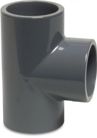 Profec T-Stück 90° PVC-U in grau mit Klebemuffe in verschiedenen Größen