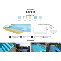 Poolriese GFK-Pool Lagos 9,70 m x 3,70 m x 1,60 m blau