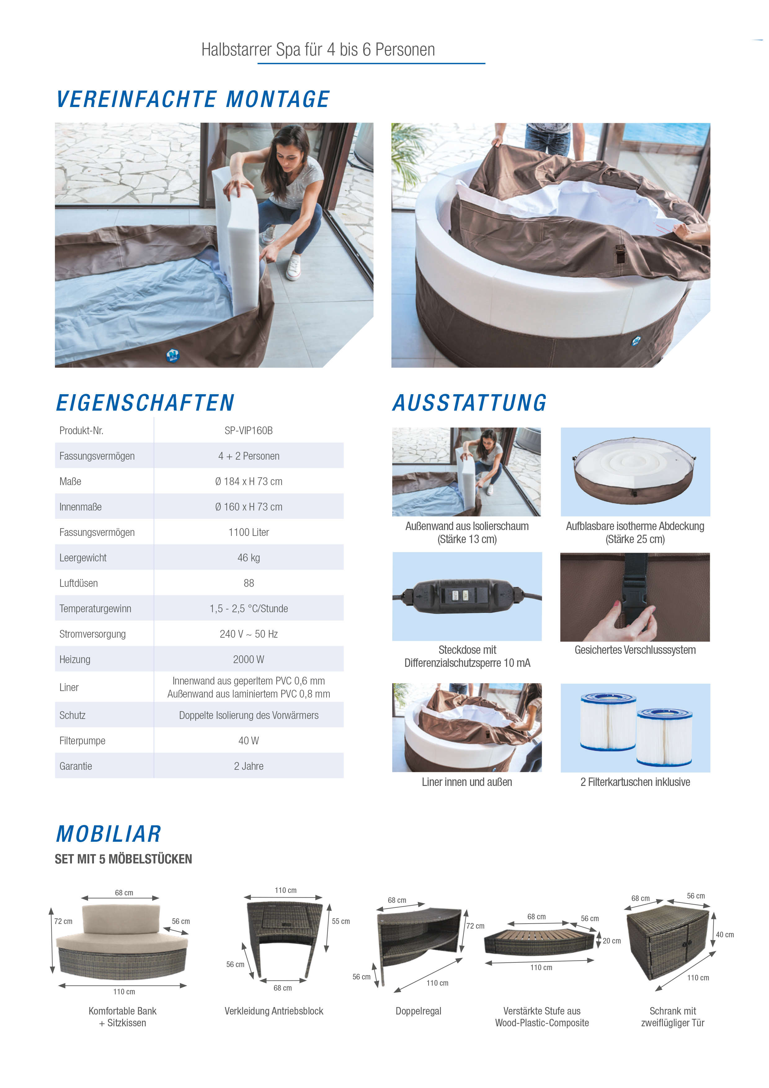 Bild 2: VITA PREMIUM - Tragbarer Whirlpool für 4-6 Personen inkl. Mobilar.