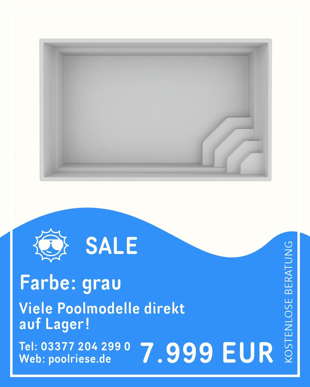 Sommerangebot GFK-Pool Como 7.999 EUR grau