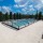 Azure Angle Poolüberdachung von Alukov 3,75 x 6,42 x 0,63 / 3-Silber RAL 9006-Tür rechts-120 mm