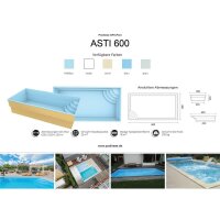 Poolriese GFK-Pool Asti 6,00 m x 3,00 m x 1,50 m blau